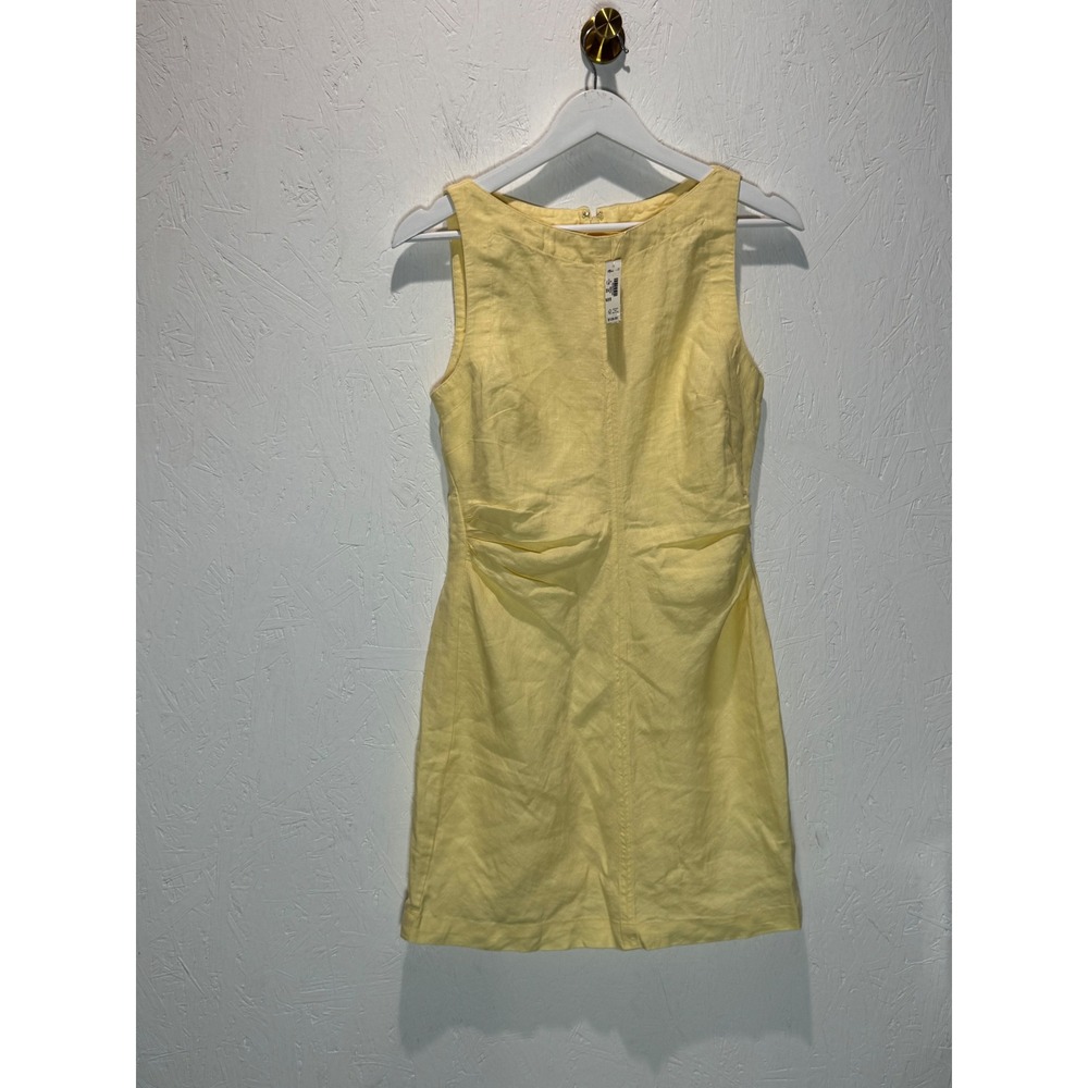 Madewell Madewell Boatneck Shirred Mini Dress in 100% Linen. Yellow Size 0 NWT